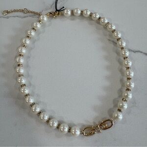 Ann Taylor Gold and White Pearl Necklace